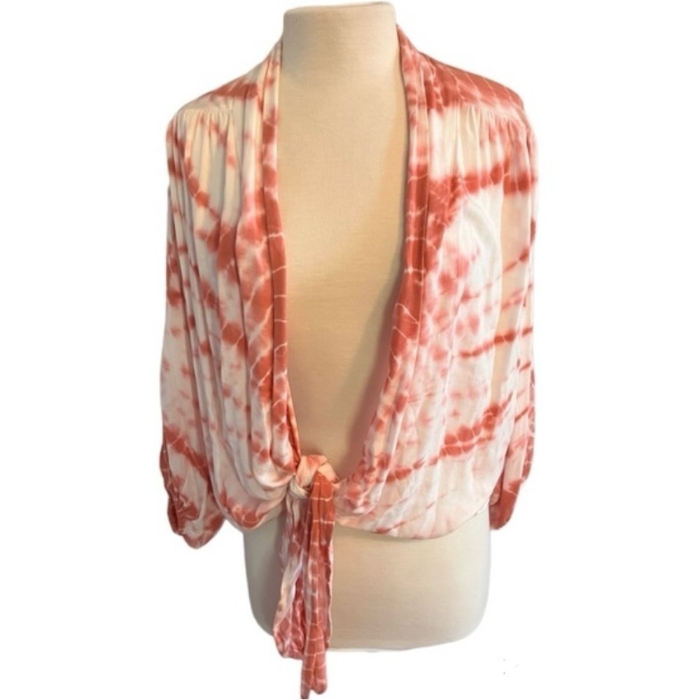 Young, Fabulous and Broke Tie Dye Tie Front Carmen Blouse - XS